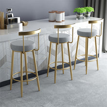 Load image into Gallery viewer, 65cm/75cm Nordic Bar Stools Cashier Stools Back Bar Stools Home Simple High Chair Fashion Casual Creative Golden Dining Chair